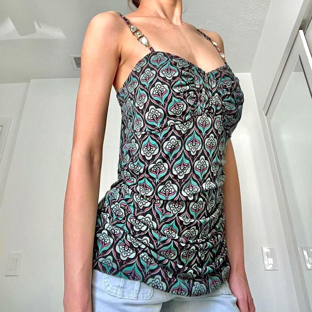 🤍VINTAGE Y2K BISIOU BISOU PATTERN GEM TOP🤍